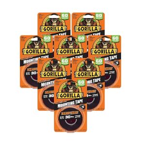 Gorilla - Heavy Duty Double Sided Mounting Tape, Weatherproof, 1" x 60", Black, (Pack of 3)