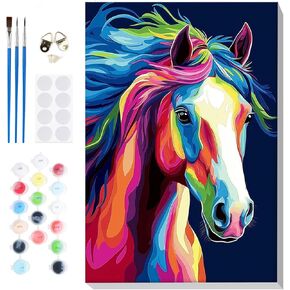 Bowetile Framed Cartoon Paint by Numbers for Kids Beginners, Dinosaur Paint by Numbers for Kids Ages 8-12, Kids Paint by Number Kits on Canvas, DIY Acrylic Number Painting for Home Decor, 8x12in