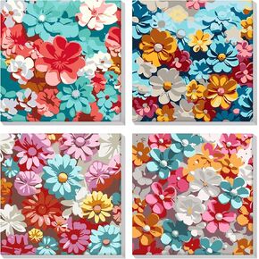 MOGTAA Butterfly Paint by Numbers Kit for Adults Framed, 4 Pack DIY Adults' Paint-by-Number Kits, Adult Paint by Number Kits on Canvas, Animal Acrylic Crafts Painting for Home Decor, 8x8in