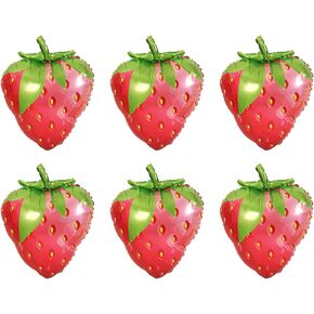 Strawberry Balloons Cute Sweet Strawberry Foil Balloons for Baby Shower Wedding Birthday Party Decoration Supplies 6PCS