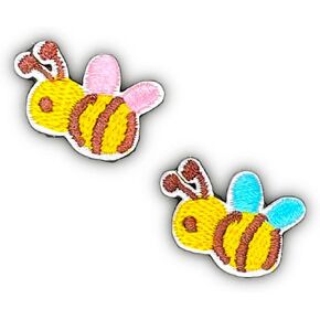 Bees Self Adhesive Patches, 2 PCS Cute Sticker Patches, Jean Patches, Lovely Embroidered Appliqué, Patches for Clothes, Jeans, Hats, Backpacks, Jackets. Sew On Patches for Women, Girls, Boys