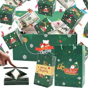 Surprise Gift Box Explosion Money Box, Surprise Gift Box Explosion, Birthday Explosion Box, Surprise Money Box, 12 Bounces Folding Bouncing Surprise Explosion Gift Box for Christmas (red)
