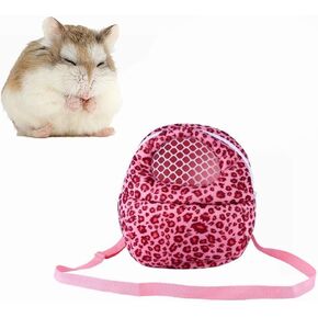 Three Size Small Pets Carrier Bag Hedgehog Hamster Outgoing Bags Leopard Portable Travel Backpack, M