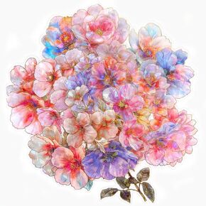 Ychsring Sparkly Flower Stickers - 30 Pcs Clear PET Glitter Nature Plant Floral Stickers for Scrapbook, Journal, Junk Journal, Collage - Holographic Transparent for Resin, Craft, Scrapbook Supplies in Kuwait