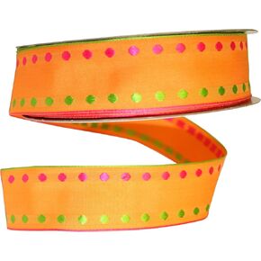 Reliant Ribbon Dot Delight 2 Value Wired Edge Ribbon, 1-1/2 Inch X 50 Yards, Orange