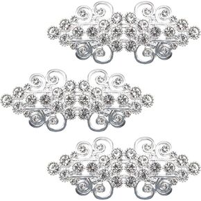 WANDIC Cloak Clasp Fasteners, 3 Pcs 6.3CM Silver Cape Clips with Rhinestone Vintage Snap Sweater Buttons for Clothing Sweater Shawl