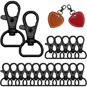 22Pcs Swivel Clasps Lanyard Snap Hooks, Keychain Clasps Clip Hooks, Metal Hook Clasp with D Rings Purse Hardware for Bag Making, DIY Sewing Craft (Black)
