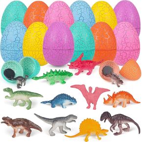 Easter Eggs Filled with Dinosaur Toys Easter Egg Fillers Plastic Surprise Eggs Easter Basket Stuffers Easter Party Favors for Kids Boys Girls Toddlers 12 Pack