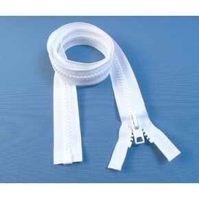 YKK Zipper, White #10 Brand Separates at The Bottom, Marine Grade Metal Tab Slider, Heavy Duty (108" Inch)