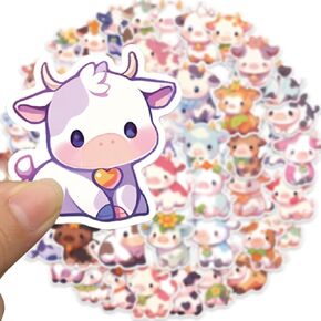 150Pcs Cute Rainbow Cow Stickers, Waterproof Vinyl Decals Kawaii Animal Stickers for Kids Teens, Water Bottle, Laptop, Luggage, Helmet, Skateboard, Guitar, Scrapbook