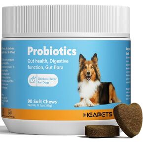 Probiotics for Dogs with Digestive Enzymes, Probiotics and Prebiotics, Support Gut Health, Digestive Health, Gut Flora and Diarrhea, Dog Probiotic Chews for Immune System(Chicken Chews, 90ct)