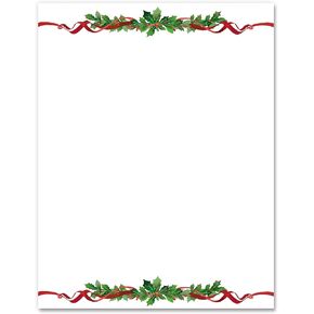 AnyDesign 60Pcs Christmas Stationery Paper Watercolor Xmas Berry Border Letterhead Decorative Letter Writing Paper for Notes Greeting Cards Invitation Office School Printing, 8.5 x 11 Inch