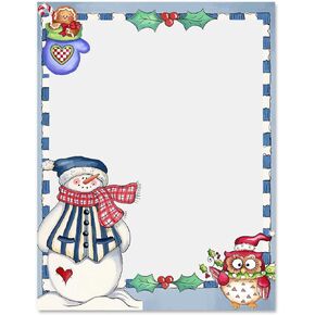 AnyDesign 60Pcs Christmas Stationery Paper Watercolor Xmas Berry Border Letterhead Decorative Letter Writing Paper for Notes Greeting Cards Invitation Office School Printing, 8.5 x 11 Inch