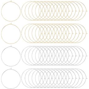 UNICRAFTALE About 60Pcs 2 Colors Stainless Steel Hoop Earrings Findings 50mm Wine Glass Charms Rings Earring Open Beading Dangle Hoop Earring for DIY Earring Jewelry Making 20 Gauge