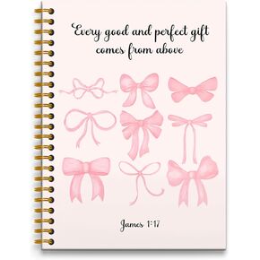 Pink Bow Coquette Notebook, God is Within Her She Will not Fall Christian Notebook Journal, Preppy Journal, Christian Gifts for Women, Bible Journaling Notebook, Spiral Notebook 5.5x8.3 Inches