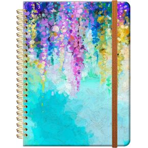 Ruled Spiral Writing Notebook,A5 Hardcover Lined College Journal for Women Lady,Fashion Puppy Watercolor Strong Twin-Wire Binding with Premium Paper,8.4" X 6",Perfect for School,Office,Home Gifts(Black White Checker)
