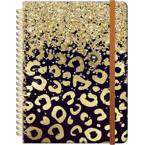Ruled Spiral Writing Notebook,A5 Hardcover Lined College Journal for Women Lady,Fashion Puppy Watercolor Strong Twin-Wire Binding with Premium Paper,8.4" X 6",Perfect for School,Office,Home Gifts(Black White Checker) in Kuwait