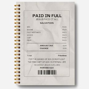 Jesus Paid It All Christian Notebook Journal, Romans 6:23 Bible Journaling Notebook, Church Notes Journal, Prayer Journal for Women Men, Scripture Hardcover Spiral Notebook 5.5x8.3 Inch
