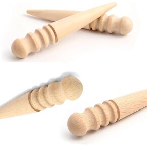 DraCra 4 Pack Leather Burnisher Leather Edge Slicker Wood Stick Smooth Grooves for Leatherwork Craft Burnishing Polishing Slicking Grinding Sanding Finishing Shaping Hand Making Tools