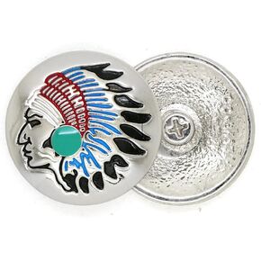 CRAFTMEMORE 2pcs 1-1/8 Inches Indian Head Coin Concho Screw Back with Faux Turquoise Western Gaur Rodeo Cowboy Leathercraft CHS60 (Bronze)