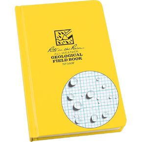 Rite In The Rain Weatherproof Hard Cover Notebook, 4 3/4" x 7 1/2", Yellow Cover, Geological Pattern (No. 540F)