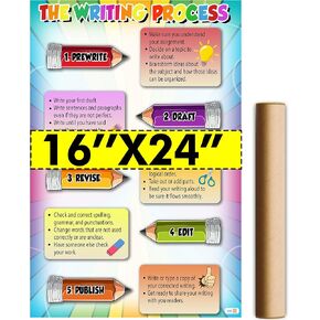 Race Writing Strategy Posters| Writing Process Pencil Chart| The Writing Process Poster for Classroom, Middle School| Classroom Educational Posters| English Language Arts Posters Decor 16''x24''