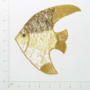 Expo International 7 1/4" x 7" Tropical Fish Sequin Patches/Appliques, Gold