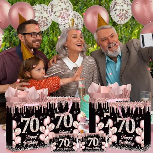 Rocky & Chao Black Rose Gold 50 & Fabulous 50th Hide Home Gift for Women ، Happy Sweet 50th Home Gift Bag مع بطاقة ورق التغليف الخمسين لعيد الميلاد لزخارف عيد الميلاد الخمسين لوازم حفلة in Kuwait