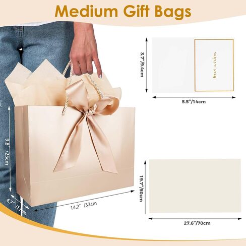 Gfractolux Large Gift Bags for Present, 1 Pcs Gift Bags for Women Men with Tissue Paper and Cards, Gift Bags for Birthdays, Baby Shower, Wedding, Anniversary 14.2" x 9.8" x 4.7" (Black- Gold) in Saudi Arabia