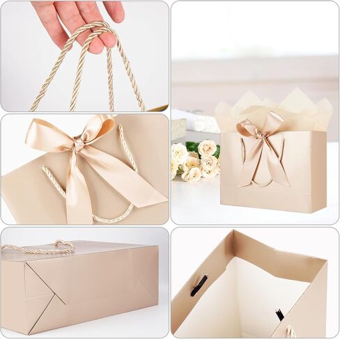 Gfractolux Large Gift Bags for Present, 1 Pcs Gift Bags for Women Men with Tissue Paper and Cards, Gift Bags for Birthdays, Baby Shower, Wedding, Anniversary 14.2" x 9.8" x 4.7" (Black- Gold) in Saudi Arabia