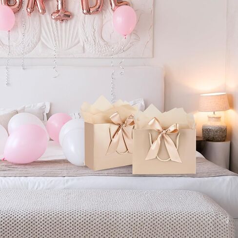 Gfractolux Large Gift Bags for Present, 1 Pcs Gift Bags for Women Men with Tissue Paper and Cards, Gift Bags for Birthdays, Baby Shower, Wedding, Anniversary 14.2" x 9.8" x 4.7" (Black- Gold) in Saudi Arabia