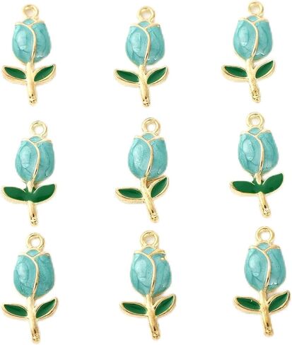 9Pcs Gold Plated Tulip Flowers Charms For Jewelry Making Necklace Bracelet Earring and Slime DIY Jewelry Accessories Charms in Saudi Arabia