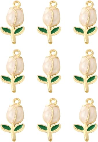 9Pcs Gold Plated Tulip Flowers Charms For Jewelry Making Necklace Bracelet Earring and Slime DIY Jewelry Accessories Charms in Saudi Arabia