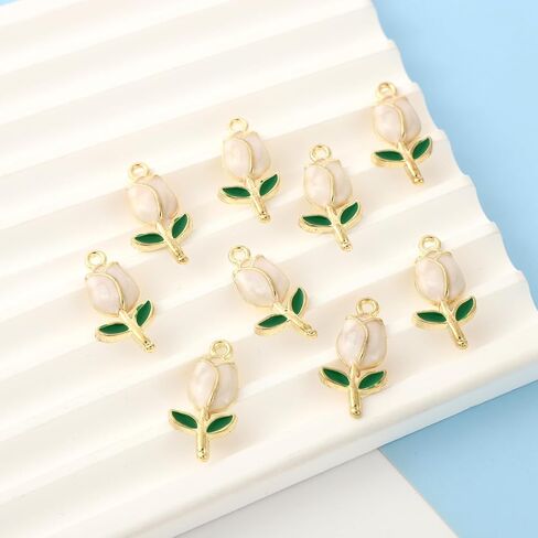 9Pcs Gold Plated Tulip Flowers Charms For Jewelry Making Necklace Bracelet Earring and Slime DIY Jewelry Accessories Charms in Saudi Arabia