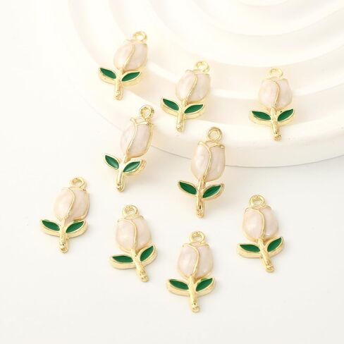 9Pcs Gold Plated Tulip Flowers Charms For Jewelry Making Necklace Bracelet Earring and Slime DIY Jewelry Accessories Charms in Saudi Arabia