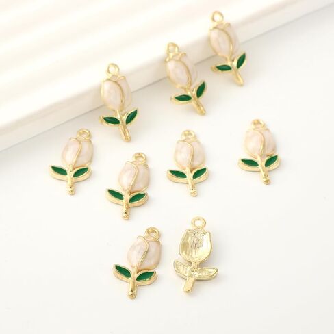 9Pcs Gold Plated Tulip Flowers Charms For Jewelry Making Necklace Bracelet Earring and Slime DIY Jewelry Accessories Charms in Saudi Arabia