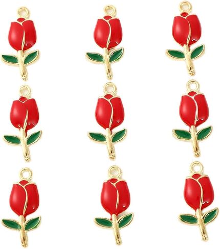 9Pcs Gold Plated Tulip Flowers Charms For Jewelry Making Necklace Bracelet Earring and Slime DIY Jewelry Accessories Charms in Saudi Arabia