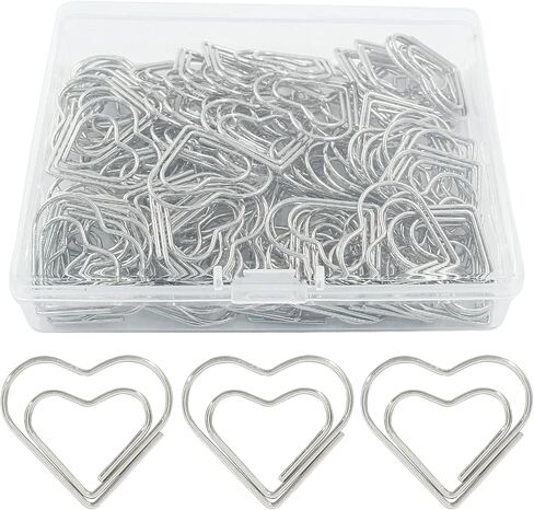 Hitefu 100 Pcs Love Heart Shaped Clips, Mini Cute Paper Clips, Tiny Paper Clips for Decoration, Organization, Bookmarks, School (Silver) in Saudi Arabia