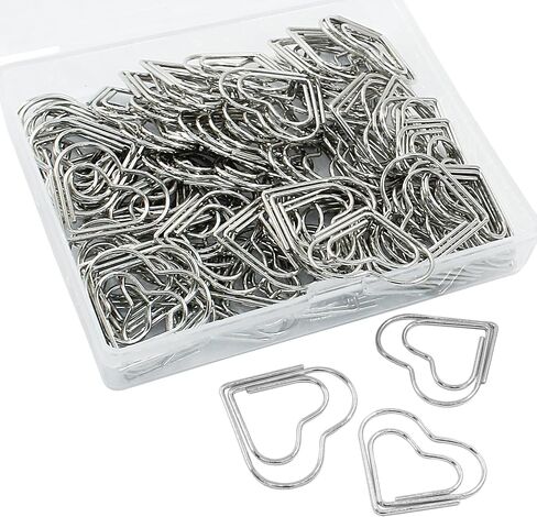 Hitefu 100 Pcs Love Heart Shaped Clips, Mini Cute Paper Clips, Tiny Paper Clips for Decoration, Organization, Bookmarks, School (Silver) in Saudi Arabia