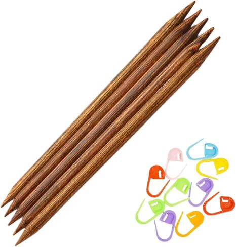 KnitPro Ginger DPN Double Pointed Knitting Needles 5 inch, Size 8 (12.5cm, 5.00mm) with 10 Colorful Stitch Markers in Kuwait