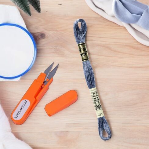 خيط التطريز القطن 6-strand DMC ، 0.01 رطل ، زرقاء متوسطة الأزرق-100 ٪ من القطن الأساسي الطويل ، مقاوم للتلاشي ، إبرة ، 8.7 ياردة ، حزمة مع مقص تطريز [حزمة 2] in Kuwait