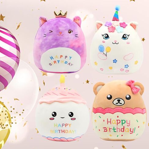 Easfan Birthday Cake Plush Pillow Soft Plush Toy Kawaii Stuffed Animal Home Room Decoration Birthday Gifts for Kids Toddlers in Kuwait
