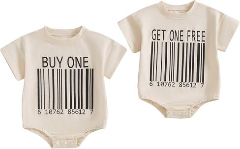 Eadrioss Baby Boy Girl Summer Clothes Unisex Twins Funny Letter Print Romper Sweatshirt Onesie Bodysuit Twins Baby Gifts in Kuwait