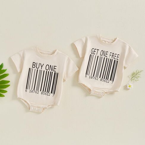 Eadrioss Baby Boy Girl Summer Clothes Unisex Twins Funny Letter Print Romper Sweatshirt Onesie Bodysuit Twins Baby Gifts in Kuwait