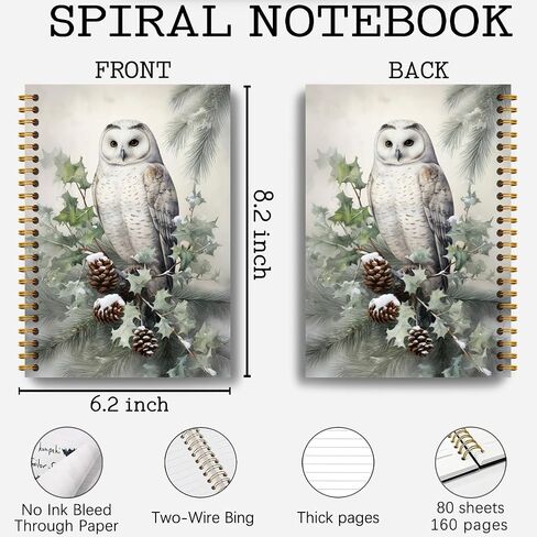 Christmas Notebook, Farmhouse Christmas Owl Journal, Owl Gifts, Christmas Office Gifts for Coworkers, Christmas Composition Notebook, Christmas Spiral Notebook 5.5x8.3 Inch in Kuwait