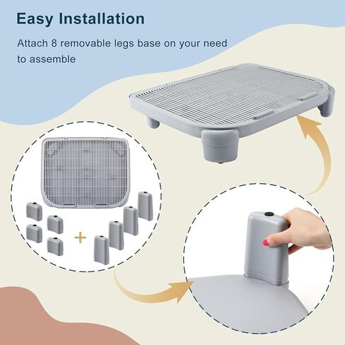 Adjustable Cat Litter Ramp for Elevated Cat Litter Box, Double Layered Litter Trapper with Filter Function, Easy Clean, Non-Slip Step and Stair-Gray in Kuwait