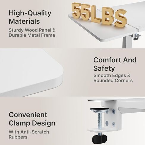 Desk Extender Tray, 28" x 14.4" Clamp On Desk Shelf, Desk Extension with Storage Drawer, Table Desk Arm Rest, Clamp On Keyboard Tray for Office and Home, Workstation Organizer, Large, Black in Saudi Arabia