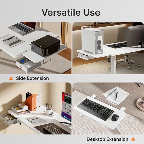 Desk Extender Tray, 28" x 14.4" Clamp On Desk Shelf, Desk Extension with Storage Drawer, Table Desk Arm Rest, Clamp On Keyboard Tray for Office and Home, Workstation Organizer, Large, Black in Saudi Arabia