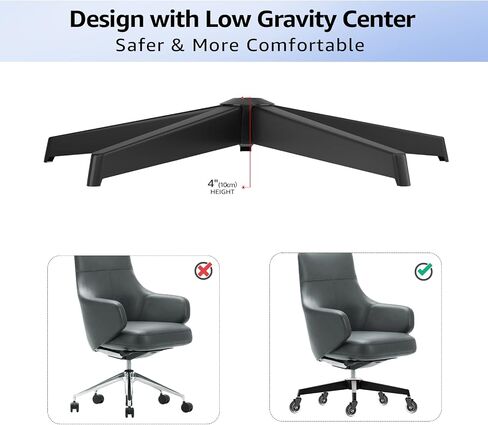 MASTERY MART 28" Heavy Duty Office Chair Base Replacement Parts, 2500 Lbs, Desk Chair Reinforced Metal Leg with Universal Gas Cylinder Hole and Casters Sockets, Matte Black in Saudi Arabia