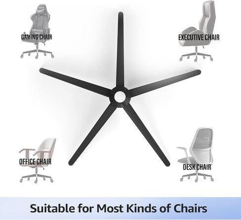 MASTERY MART 28" Heavy Duty Office Chair Base Replacement Parts, 2500 Lbs, Desk Chair Reinforced Metal Leg with Universal Gas Cylinder Hole and Casters Sockets, Matte Black in Saudi Arabia